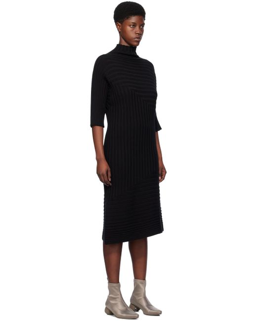 Issey Miyake Black Two Textured Midi Dress