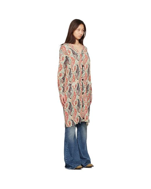 R13 Natural Printed Long Cardigan