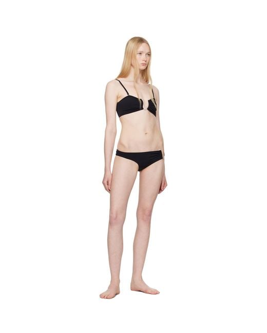 Christopher Esber Black Ruched Crescent Side Bikini Bottom