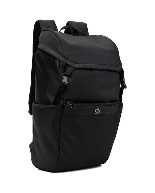 HUGO Black Twill Backpack for men