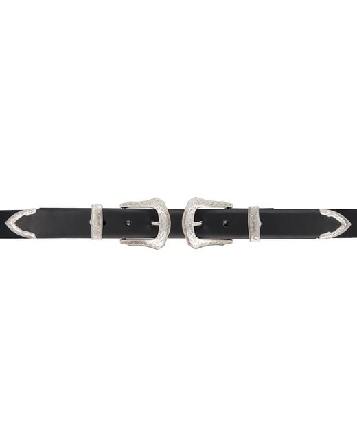 Toga Black Double Buckle Wide Belt