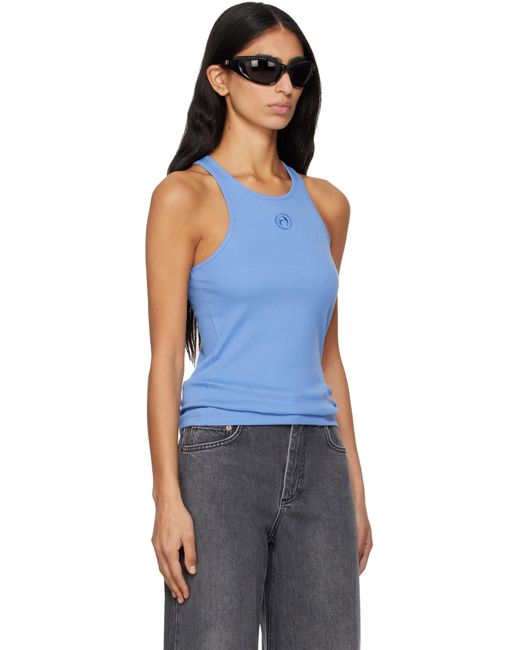 Débardeur Bleu En Jersey Côtelé À Logo MARINE SERRE en coloris Blue