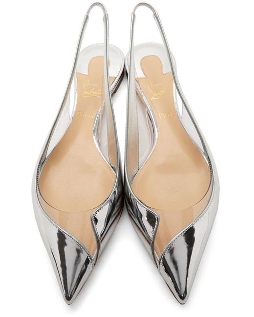 Christian Louboutin Silver & Transparent V Dec Ballerina Flats in Metallic  | Lyst