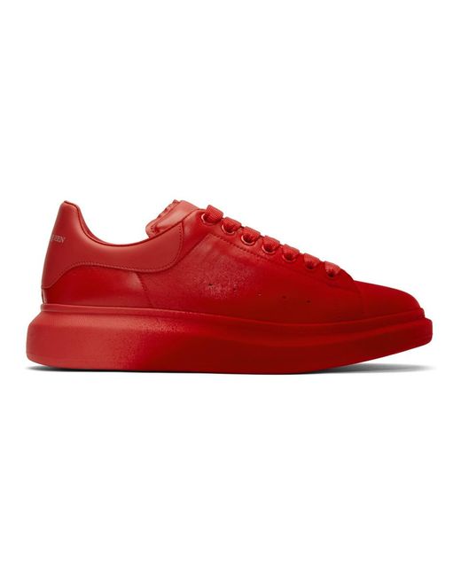 Alexander McQueen Red Velvet Spray Oversized Sneakers for men