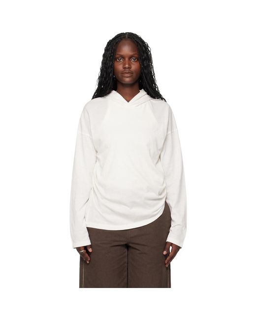 Fear Of God White Off- Holiday Embroidered Classic Fit Long Sleeve Hoodie