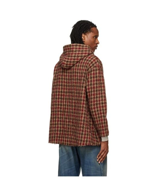 R13 Brown Oversized Hooded Jacket for men