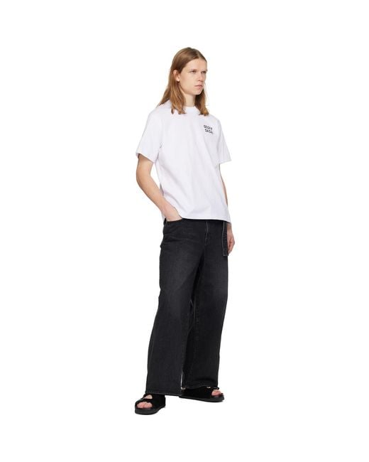 Sacai White 'Geoff Embroidery T-Shirt for men