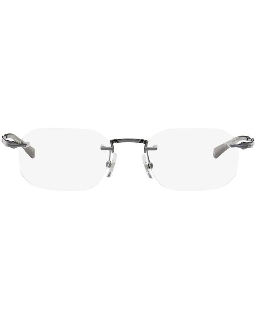 Montblanc Black Gunmetal Rimless Glasses for men