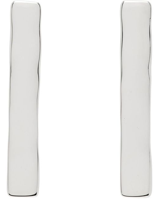 Jil Sander White Silver Long Earrings