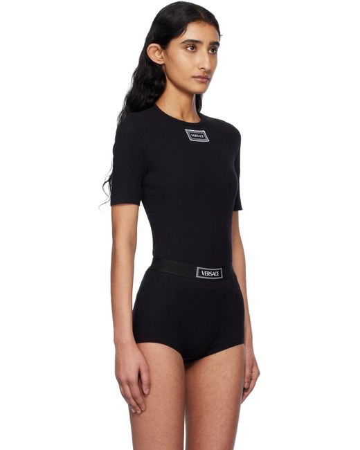 Versace ブラック 90S ヴィンテージロゴ リブTシャツ Black