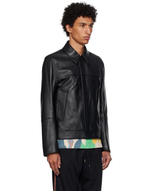 Paul Smith Black Slim-fit Leather Jacket for men