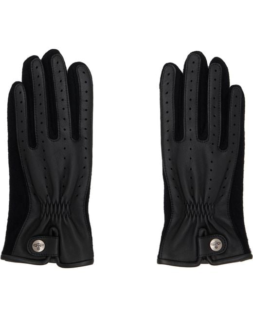 Vivienne Westwood Black Leather & Wool Gloves for men