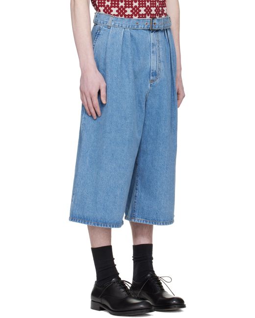 Dries Van Noten メンズ ブルー タック デニムショートパンツ 【公式通販】