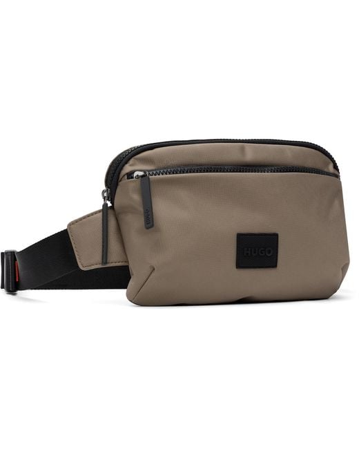 HUGO Black Canvas Belt Bag for men