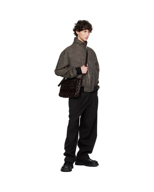 Bottega Veneta Black Houndstooth Bomber Jacket for men