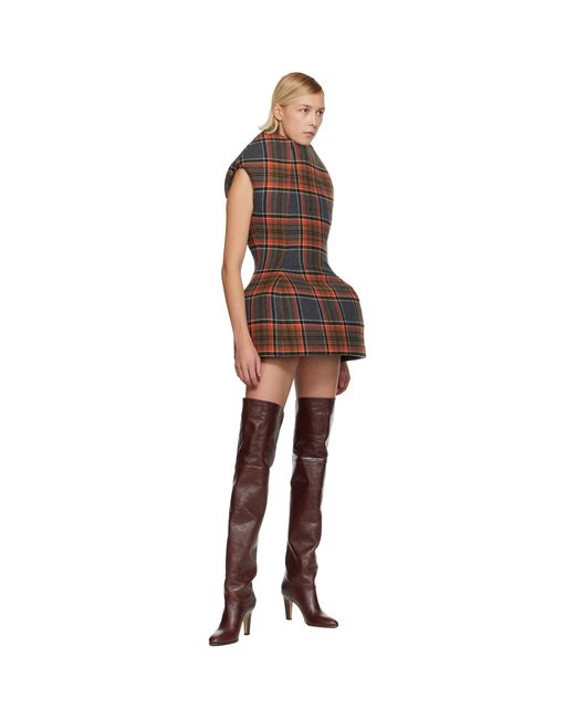 Duran Lantink Black Sculptured Tartan Minidress