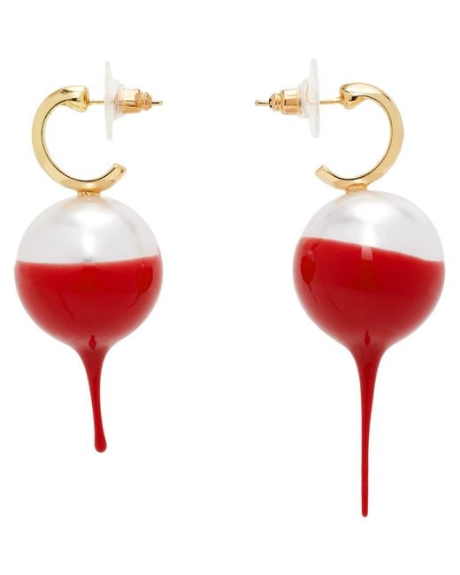 OTTOLINGER Red Dipped Pearl Earrings
