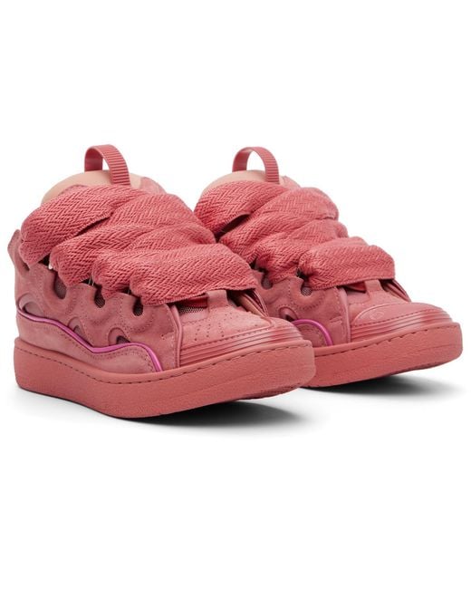 Lanvin Pink Monochrome Suede Curb Sneakers for men