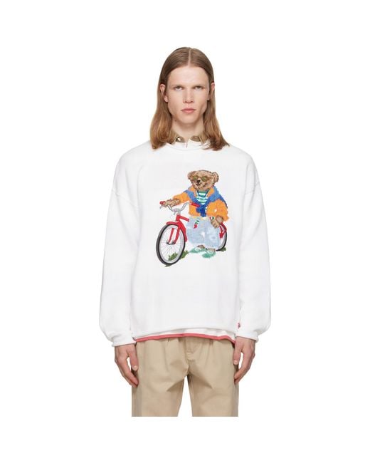 Polo Ralph Lauren White Polo Bear Bike Sweater for men