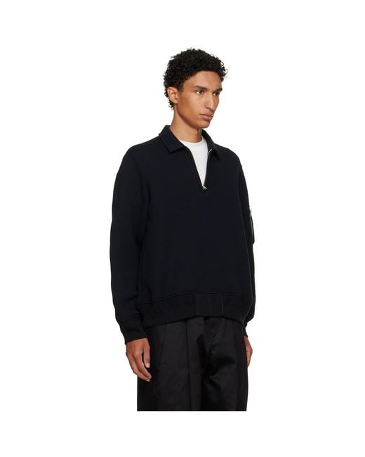 Sacai Black Sponge Sweat Polo for men