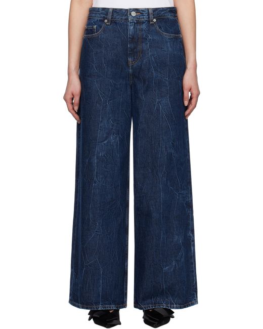 Ganni ネイビー Crinkled Future Denim Marri ジーンズ Blue