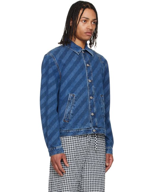 Marni Blue Striped Denim Jacket for men