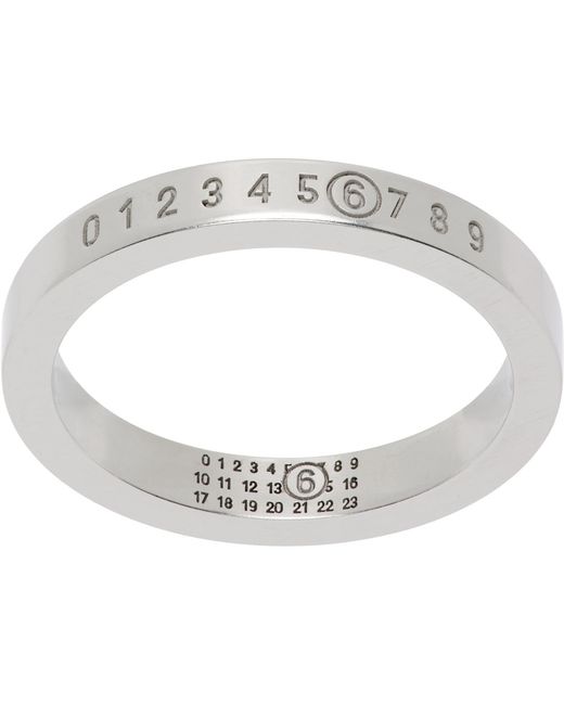MM6 by Maison Margiela White Numeric Minimal Signature Ring for men