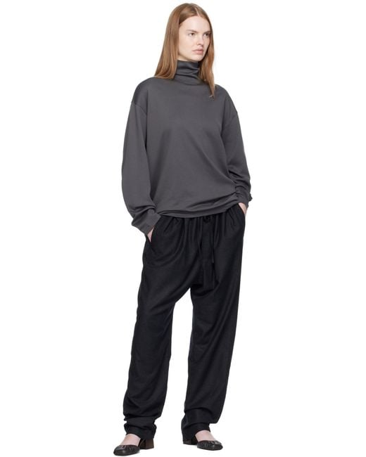 Lemaire グレー リラックス モックネック Tシャツ Blue