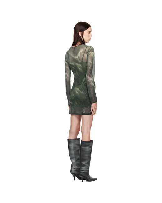 Alexander Wang Black Crystal Hotfix Cloud-Print Sheer Minidress