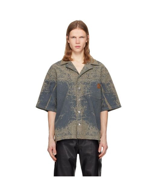 Amiri Black Faded Bandana Denim Shirt for men