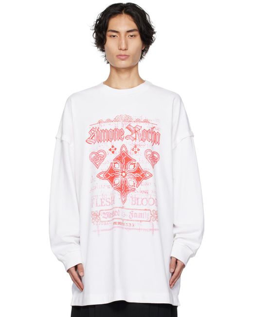 Simone Rocha White Oversized Long Sleeve T-shirt for men
