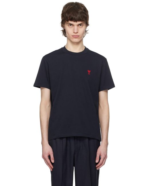 AMI Blue Cotton Ami De Coeur T-Shirt for men