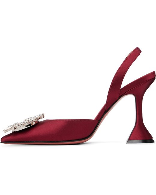 AMINA MUADDI Red Ssense Exclusive Burgundy Begum 95 Sling Heels