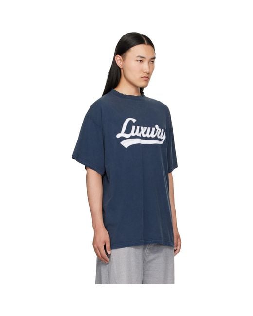 Balenciaga Blue 'Luxury' T-Shirt for men