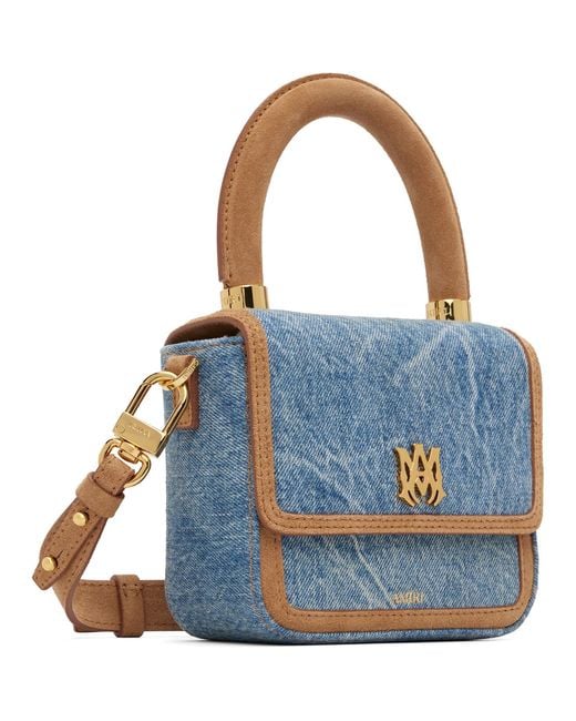 Amiri Blue Denim Suede Micro Ma Bag