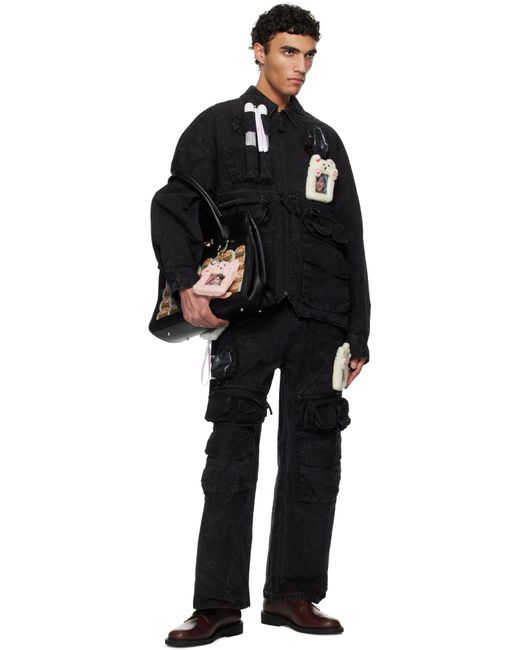 メンズ Doublet ブラック Oshi-Katsu ポケット カーゴパンツ Black