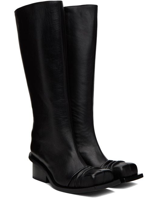 FIDAN NOVRUZOVA Black Chunky Heel Classic Square Toe Boots