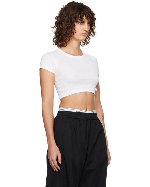 Alexander Wang ホワイト クロップド 半袖Tシャツ Black