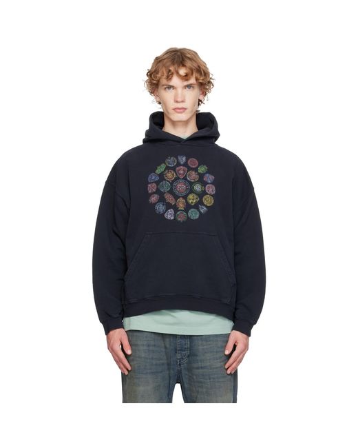 Balenciaga Blue Logo Spiral Medium Fit Hoodie for men