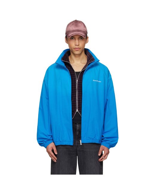 Acne Blue Logo Zipper Jacket for men