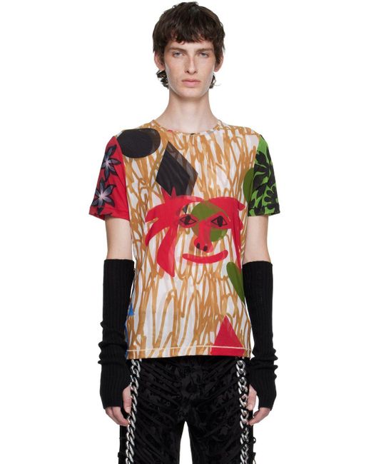 Chopova Lowena Synthetic Off-white Graphic T-shirt in Red for Men | Lyst