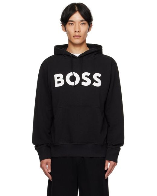 Boss Black Relaxed-Fit Large Logo Hoodie for men