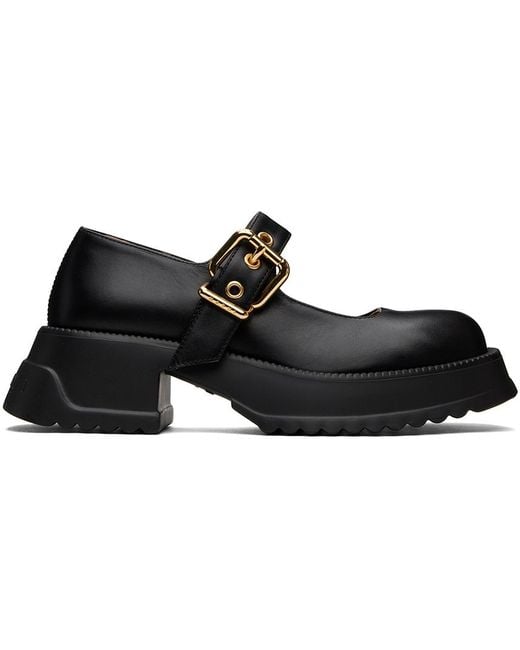 Marni Black Leather Mary Jane Loafers