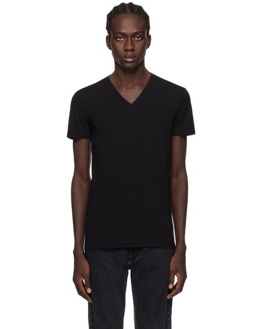 T-shirt noir à col en v Zegna pour homme en coloris Black