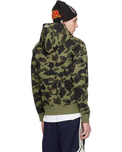 A Bathing Ape Black 1st Camo College Hoodie for men