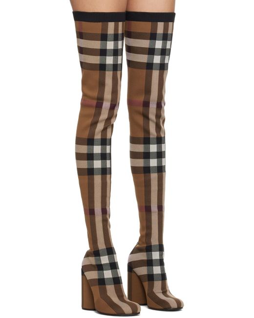 Burberry Multicolor Checked Over-the-knee Boots