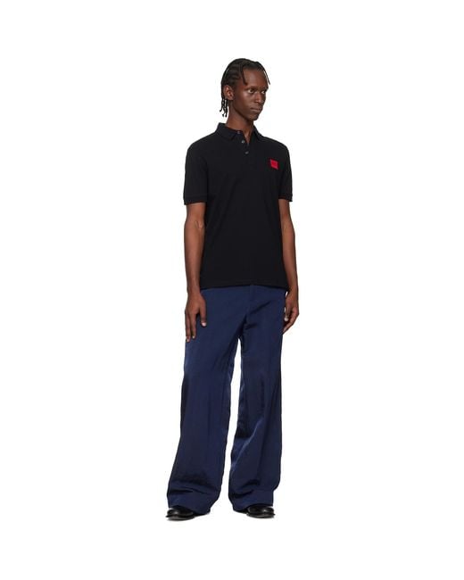 HUGO Black Slim-Fit Logo Label Polo for men
