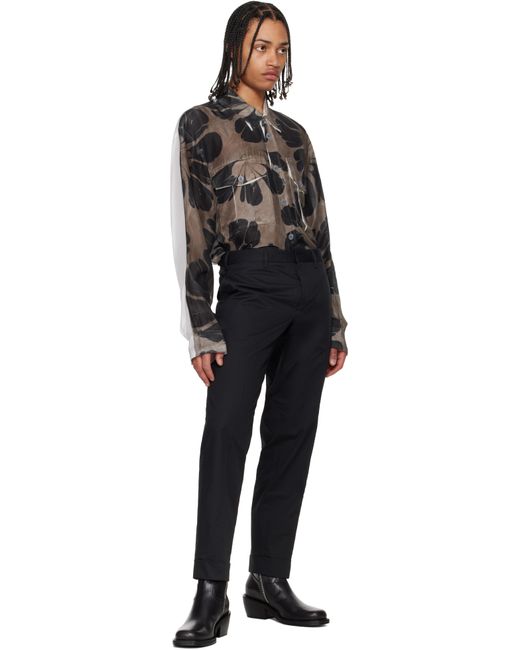 メンズ Dries Van Noten ブラック ロールアップ トラウザーズ Black