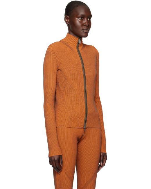 Dion Lee Orange Angled Rib Zip-up Sweater