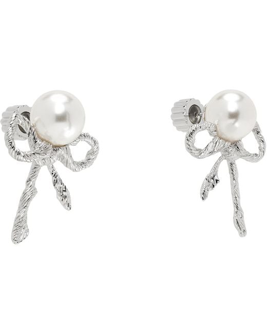 ShuShu/Tong Black Yvmin Edition Twisted Rope Bow Faux-Pearl Earrings